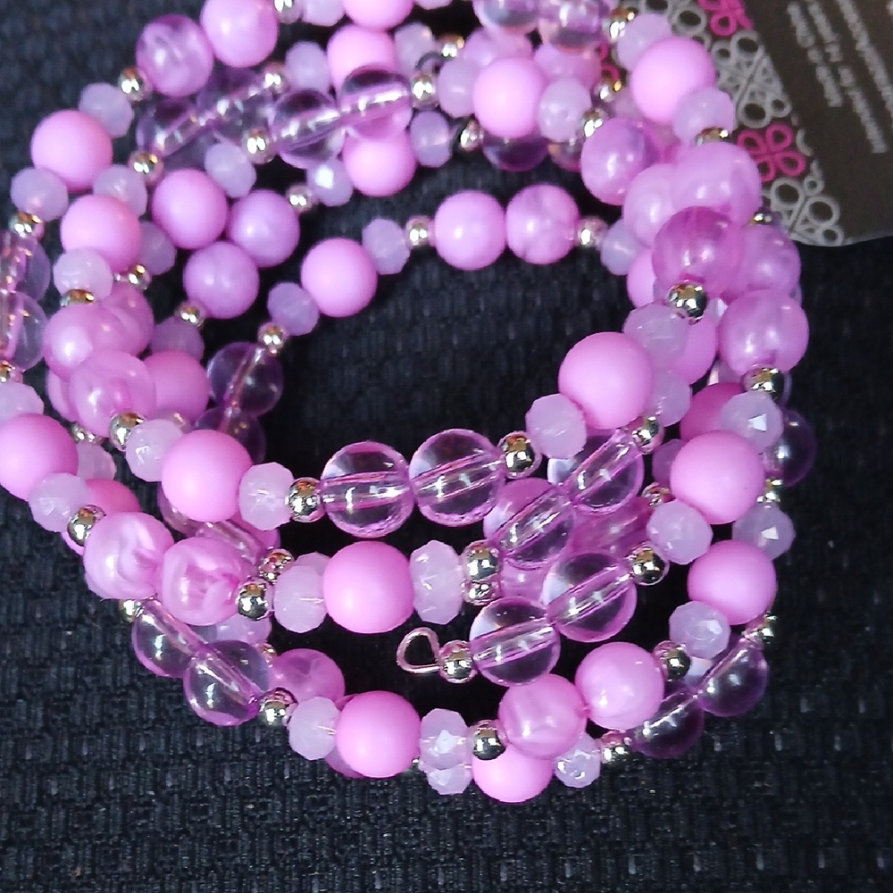 Pink Beaded Bracelet Set